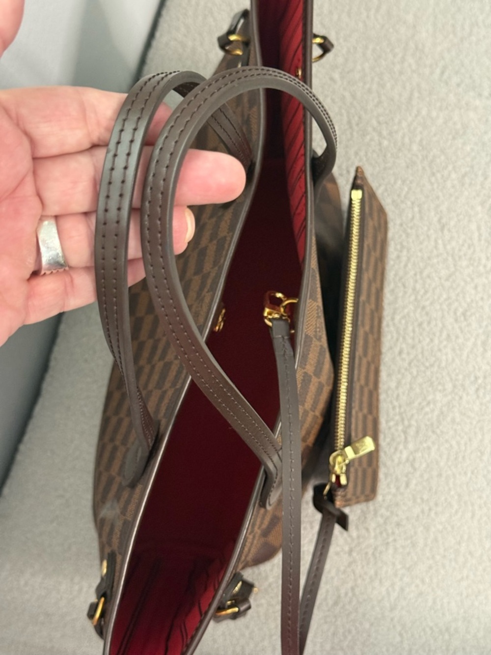 🔥Louis Vuitton Neverfull PM Damier Ebene Tote with Pouchette - Picture 3 of 11